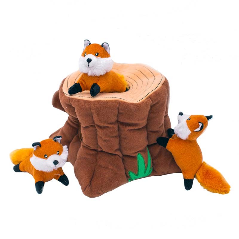 jouet d occupation original pour chien chiot peluche zippypaws Zippy Burrow - Fox Stump