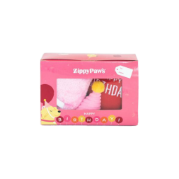 jouet d occupation original pour chien chiot peluche zippypaws  Birthday Box - Pink