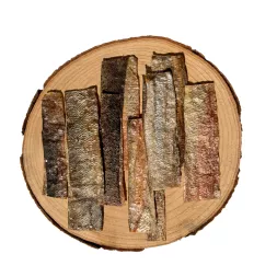 peau de saumon séchée pour chien, 
friandise saumon, friandise naturelle 100 % saumon, riche en oméga-3